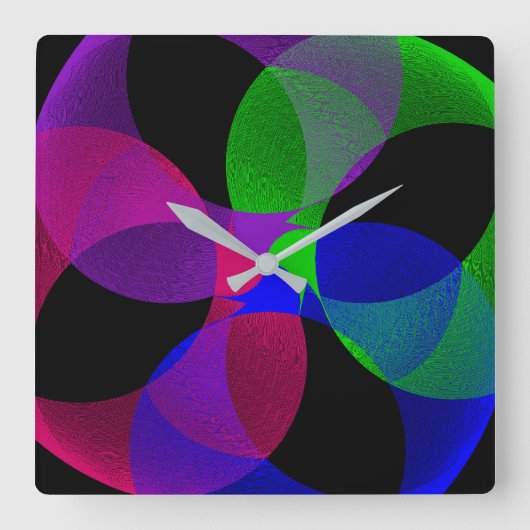 Multi Color Fusion Vierkante geometrische wandklok (Voorkant)