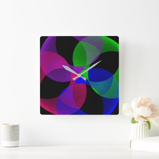 Multi Color Fusion Vierkante geometrische wandklok (Huis)