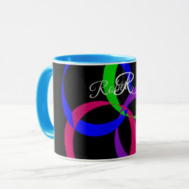 Multi Color Interchange Geometric Coffee Mug Mok