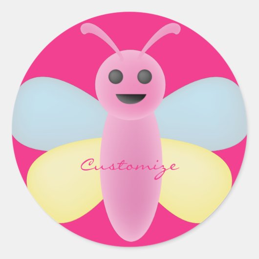 Multi-color Kawaii Bee Thunder_Cove Ronde Sticker (Voorkant)