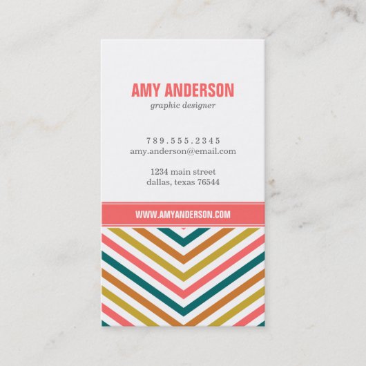 Multi-Color Modern Chevron Stripes Visitekaartje (Voorkant)