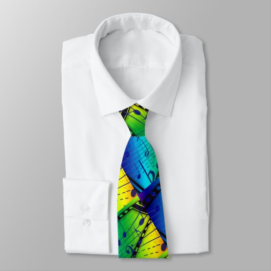 Multi-Color Music Symbols Print Necktie Stropdas (Gebonden)