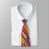 Multi-Color Neon Stripe Blokken Necktie Stropdas (Gebonden)