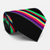 Multi-Color Neon Stripes op Black Necktie Stropdas (Opgerold)