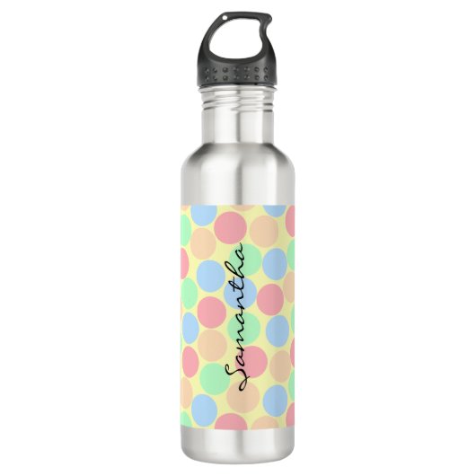 Multi-Color Pastel Dots Pattern Personalised Waterfles (Voorkant)