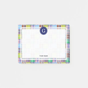 Multi-Color Patchwork Madras Pset 1IR Framed Post-it® Notes
