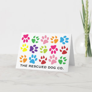 Multi-Color Paw Print Notitiekaarten