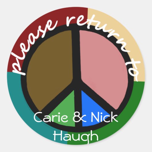 Multi Color Peace Symbool Boekplaat Ronde Sticker (Voorkant)