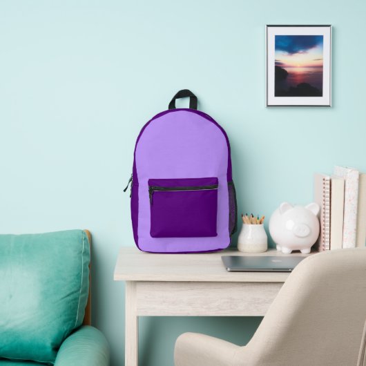 Multi-Color Purple Backpack Bedrukte Rugzak (Insitu)
