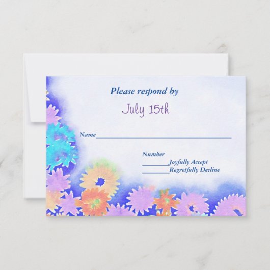 Multi-Color Rainbow Boho Flowers RSVP (Voorkant)