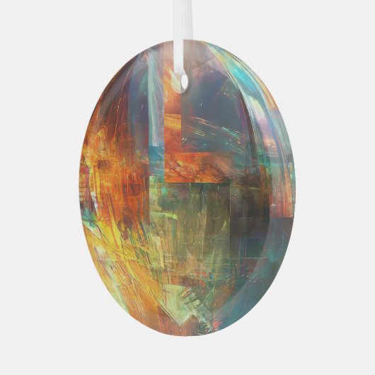 Multi Color Round Glas Ornament (Voorkant links)