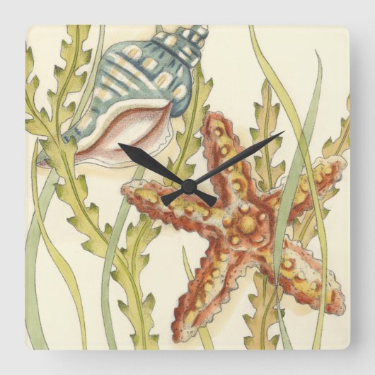 Multi-Color Shell Party Vierkante Klok (Voorkant)