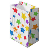 Multi-Color Star Birthday Gift Bag Medium Cadeauzakje (Voorkant Gekanteld)