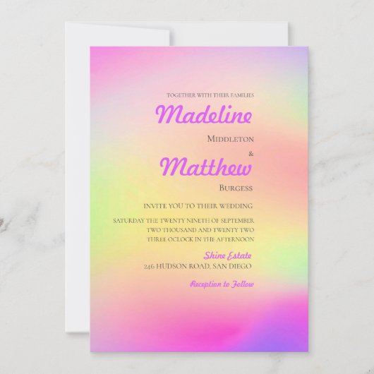 Multi-Color Tie Dye Modern Wedding Kaart (Voorkant)