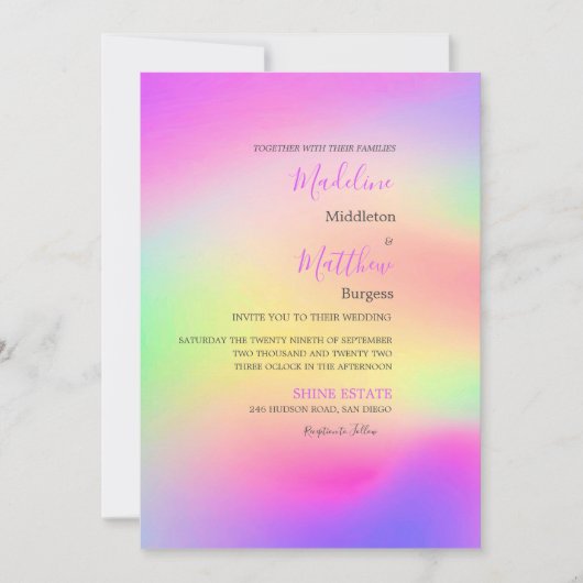 Multi-Color Tie Dye Modern Wedding Kaart (Voorkant)