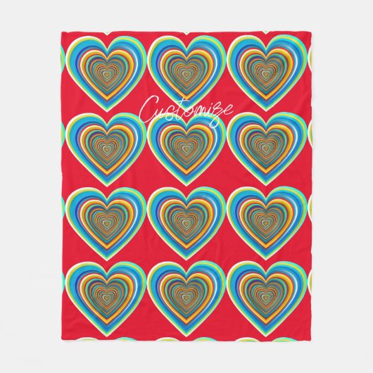 Multi-color Valentijn Heart Thunder_Cove Fleece Deken (Voorkant)