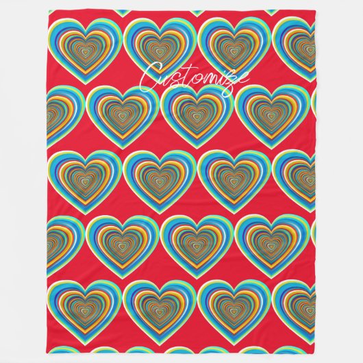 Multi-color Valentijn Heart Thunder_Cove Fleece Deken (Voorkant)