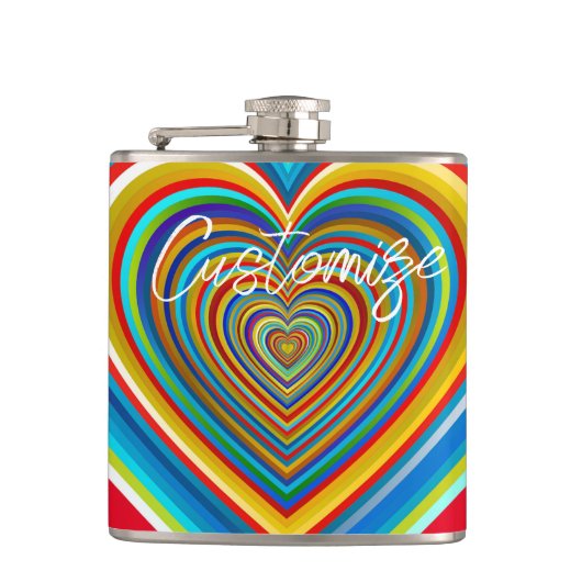 Multi-color Valentijn Heart Thunder_Cove Heupfles (Voorkant)