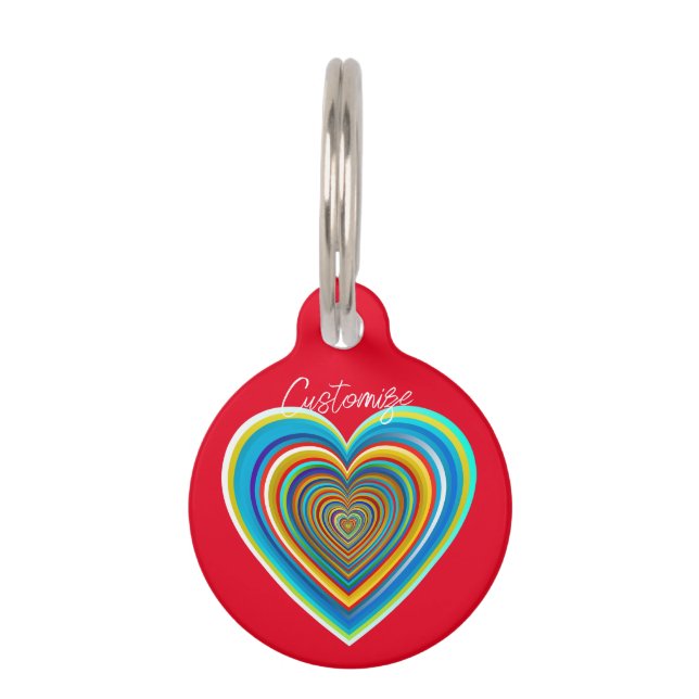 Multi-color Valentijn Heart Thunder_Cove Huisdierpenning (Voorkant)
