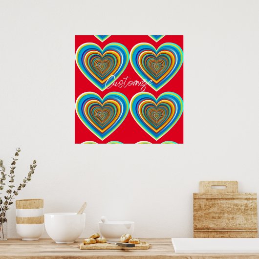 Multi-color Valentijn Heart Thunder_Cove Poster (Keuken)
