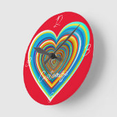 Multi-color Valentijn Heart Thunder_Cove Ronde Klok (Hoek)