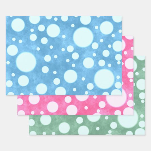 Multi-Color White Polka Dots Pattern Decoupage Inpakpapier Vel (Set)