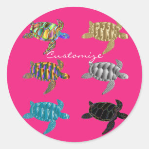Multi-color Zee Turtles Thunder_Cove Ronde Sticker