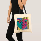 Multi-colored Abstract Portrait Tote Bag (Voorkant (product))
