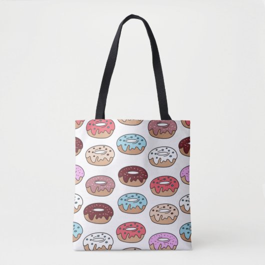 Multi-colored donuts hand drawn seamless pattern. tote bag (Voorkant)