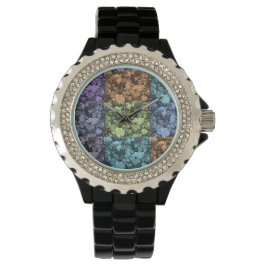Multi-Colored Floral Black Watch Horloge