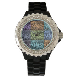Multi-Colored Floral Tulip Black Watch Horloge