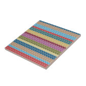 Multi-Colored Knitted Style Striped Tegeltje (Zijkant)