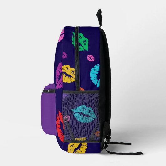 Multi-colored Lip Print Backpack Bedrukte Rugzak (Rechts)