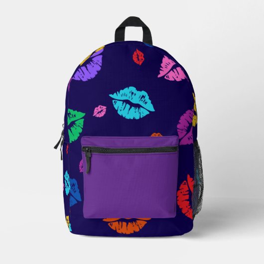 Multi-colored Lip Print Backpack Bedrukte Rugzak (Voorkant)