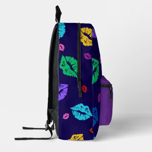 Multi-colored Lip Print Backpack Bedrukte Rugzak (Links)