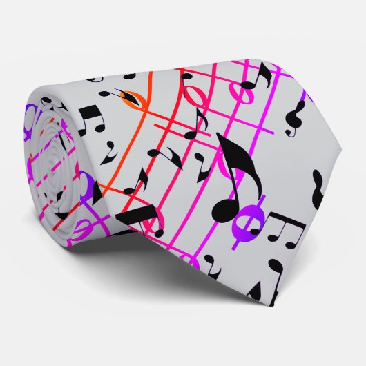 Multi-Colored Music Notes  Stropdas (Opgerold)