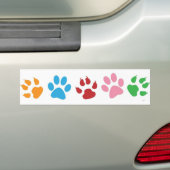 Multi-Colored Paw Prints Bumper Sticker (Op auto)