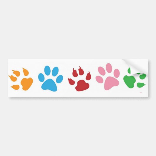 Multi-Colored Paw Prints Bumper Sticker (Voorkant)