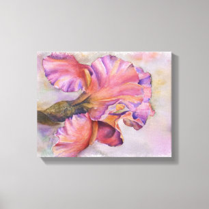 MULTI-COLORED PINK IRIS WRAPPED CANVAS AFDRUK