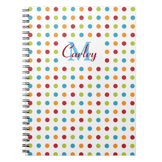 Multi-Colored Polka Dots Personalized Notitieboek (Voorkant)
