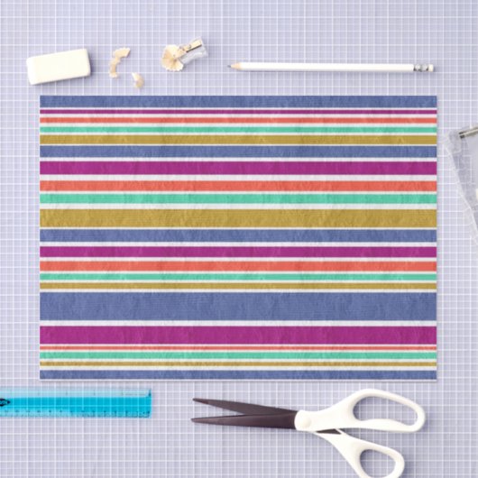 Multi-Colored Textile Stripes Tissuepapier (Craft)