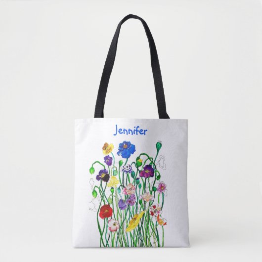 Multi-colored Wild Poppy Watercolor Personal Tote Bag (Voorkant)