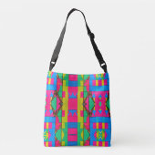 Multi-Colour African Kente Pink Black Lady Design Crossbody Tas (Achterkant)