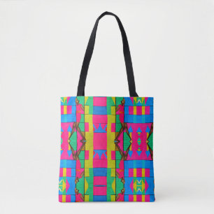 Multi-Colour African Kente Pink Black Lady Design Tote Bag