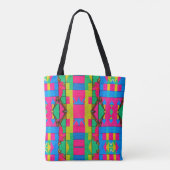 Multi-Colour African Kente Pink Black Lady Design Tote Bag (Achterkant)