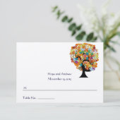 Multi-Colour Flower Love Tree Weddenschapskaart Kaart (Staand voorkant)
