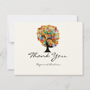Multi-Colour Flower LoveTree Weddenschap Hartelijk Bedankkaart