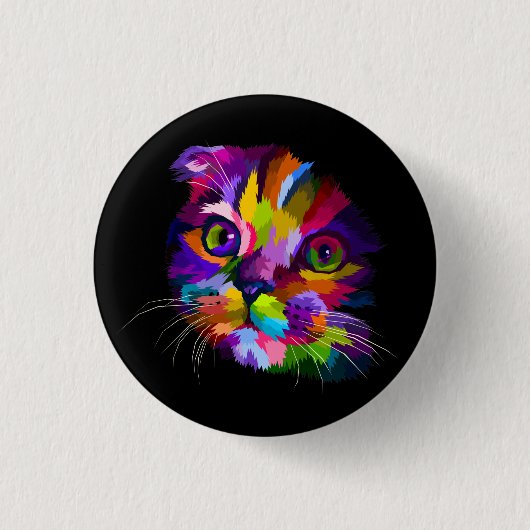 Multi-Colour Kitten Pop Art Ronde Button 3,2 Cm (Voorkant)