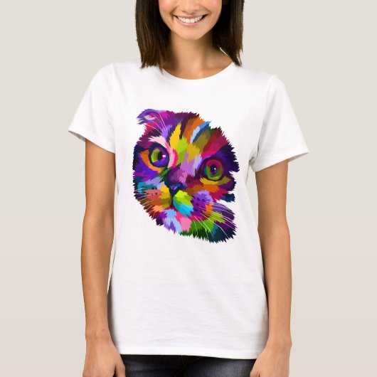 Multi-Colour Kitten Pop Art T-shirt (Voorkant)