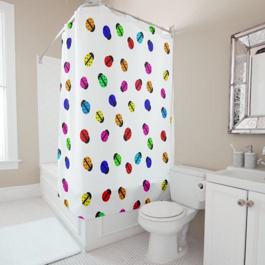 Multi-Colour Lady Bug Shower-gordijn Douchegordijn (In situ)